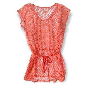Coral See Through Swimsuit Coverup NWOT